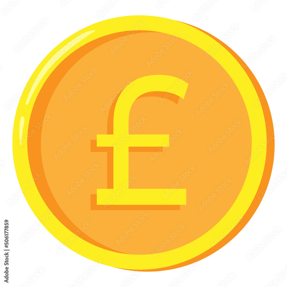 Gold pound coin in flat style. Vector illustration Gold pound coin in flat style. Vector illustration