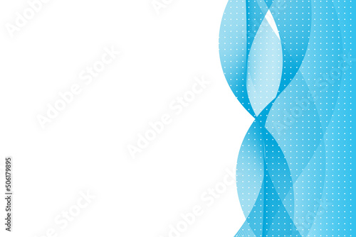Abstract blue wave lines flowing vertically on a white background with a dotted pattern  ideal for technology  music  science and the digital world