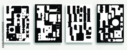 Aesthetic geometric brochures . Bauhaus poster . Modern art .Abstract minimal negative space composition . Contemporary vector  design 