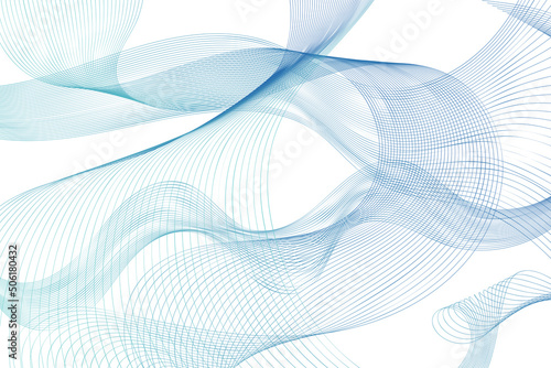 Blue abstract wave lines flowing on a white background ideal for technology, music, science and the digital world