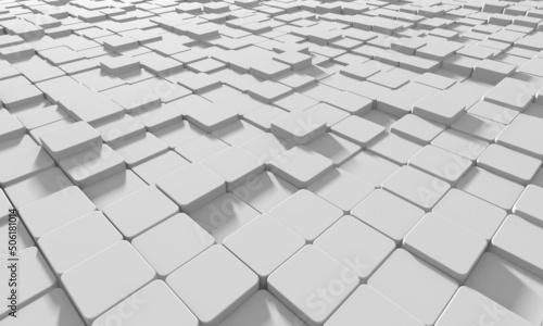 White cubes structure. Abstract futuristic background.