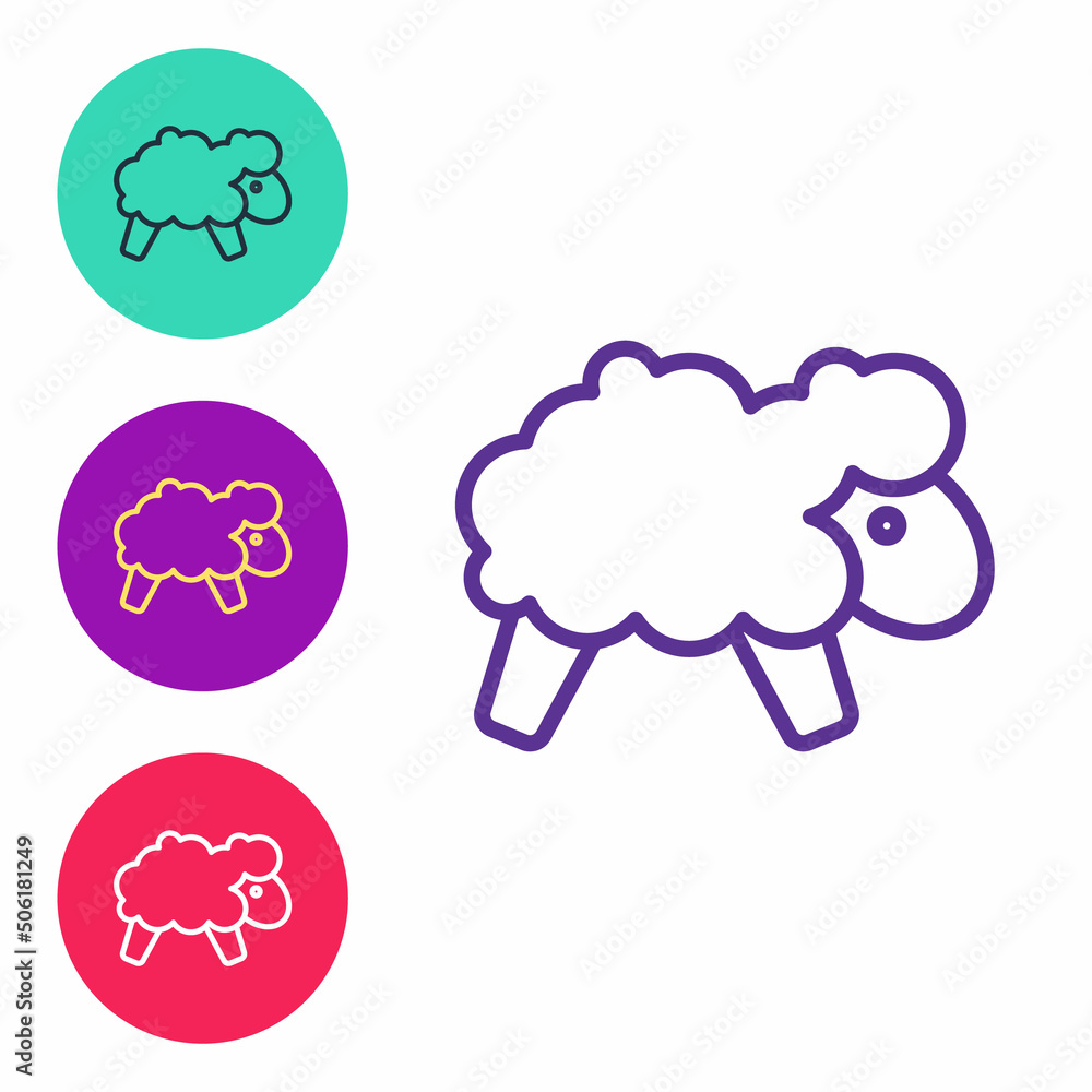 Set line Sheep icon isolated on white background. Counting sheep to fall asleep. Set icons colorful. Vector Set line Sheep icon isolated on white background. Counting sheep to fall asleep. Set icons colorful. Vector