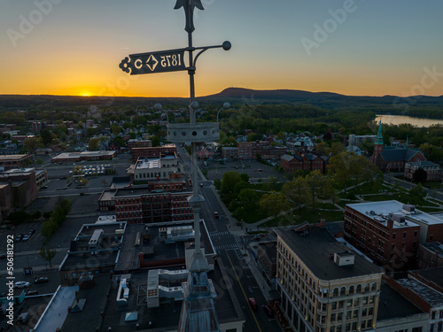 Peak of Holyoke City Hall During the Sunset