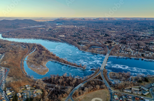 Holyoke Massachusetts - Connecticut River during Sunset 