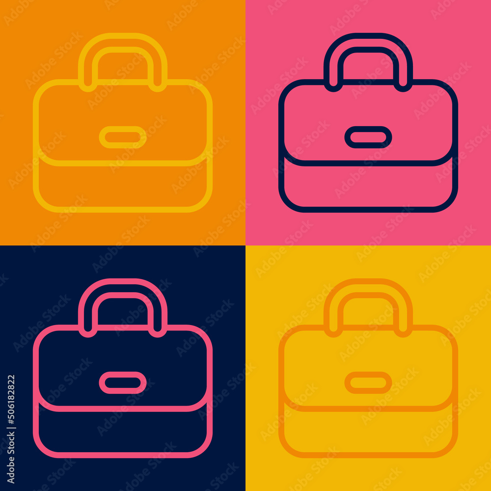 Pop art line Briefcase icon isolated on color background. Business case sign. Business portfolio. Vector Pop art line Briefcase icon isolated on color background. Business case sign. Business portfolio. Vector