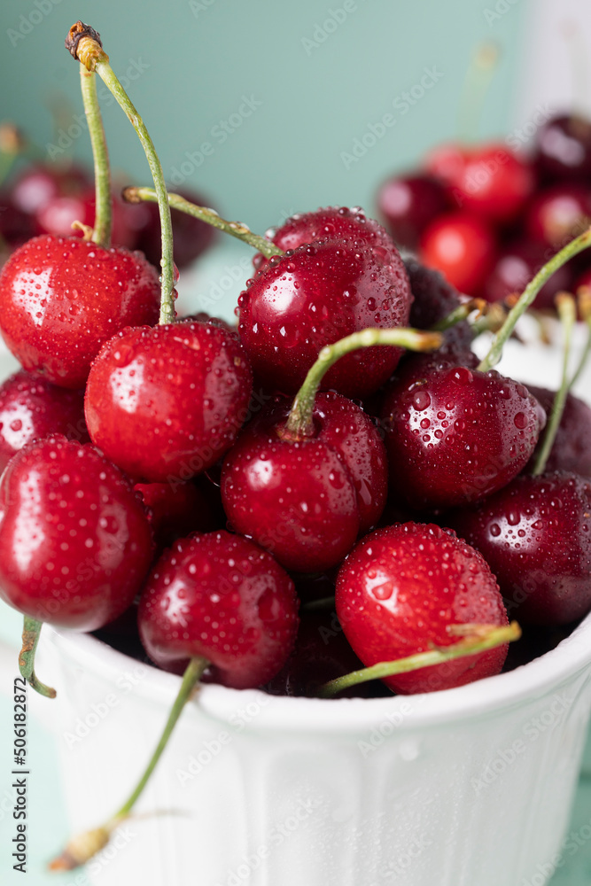 Close-up of delicious fresh and freshly washed cherries Close-up of delicious fresh and freshly washed cherries