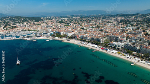 Fototapeta Naklejka Na Ścianę i Meble -  Aerial view at Cannes on a sunny afternoon
