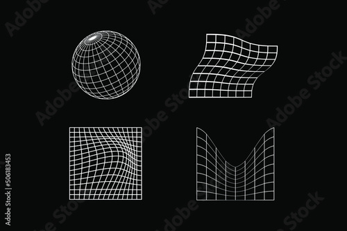 Streetwear mesh Assets 3D wareframe grid futuristic shape abstract urban style collection