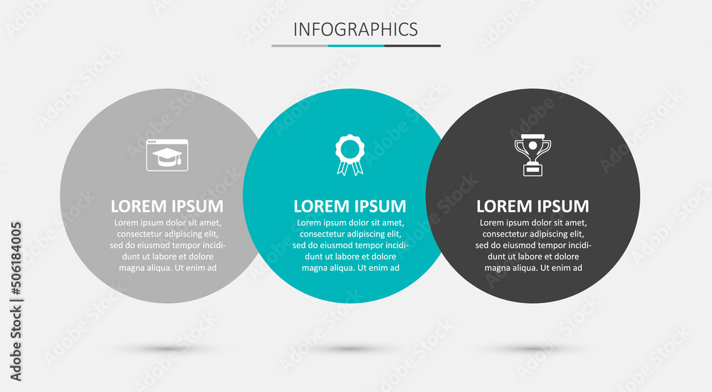 Set Online education with diploma, and Award cup. Business infographic template. Vector
