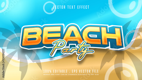 Beach party 3d editable text effect font style
