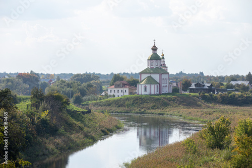 The Church of Elijah the Prophet was built in 1744 and is located in the bend of the Kamenka River  opposite the Suzdal Kremlin. Religion concept. Suzdal  Vladimir region  Russia - SEPTEMBER 12  2021