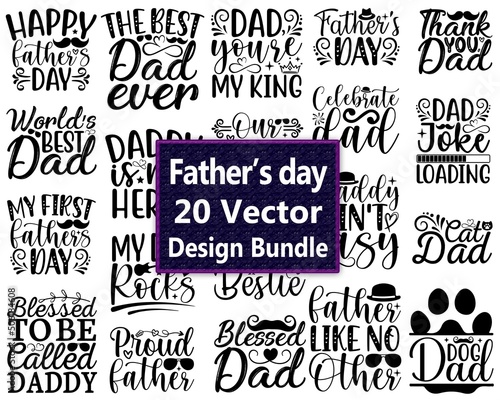 Canvas Print Father's day 20 Vector Design Bundle SVG, Happy Father's Day SVG Bundle, Dad Svg