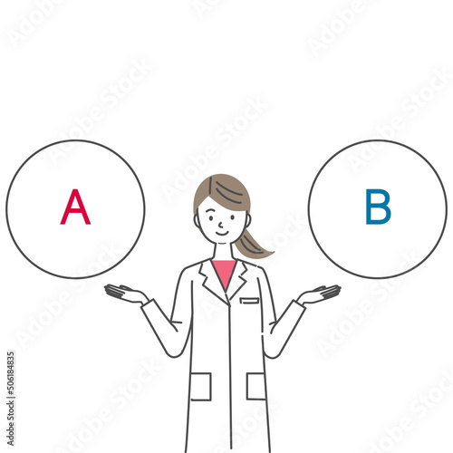AとBの提案をする女性の医師