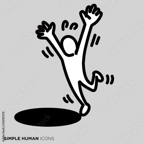 シンプルな人間のアイコンシリーズ　「穴に落ちそうな人 」