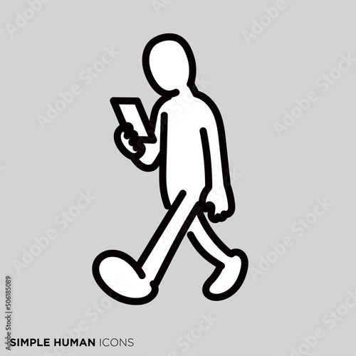 シンプルな人間のアイコンシリーズ　「歩きスマホ 」