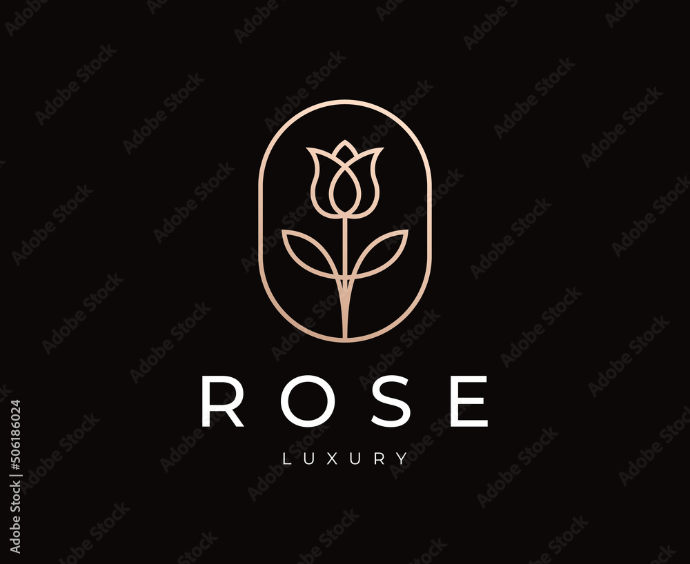 Rose flower logo with line art style. flower luxury, beauty salon, fashion, skincare, cosmetic, nature,feminine. Rose flower logo with line art style. flower luxury, beauty salon, fashion, skincare, cosmetic, nature,feminine.