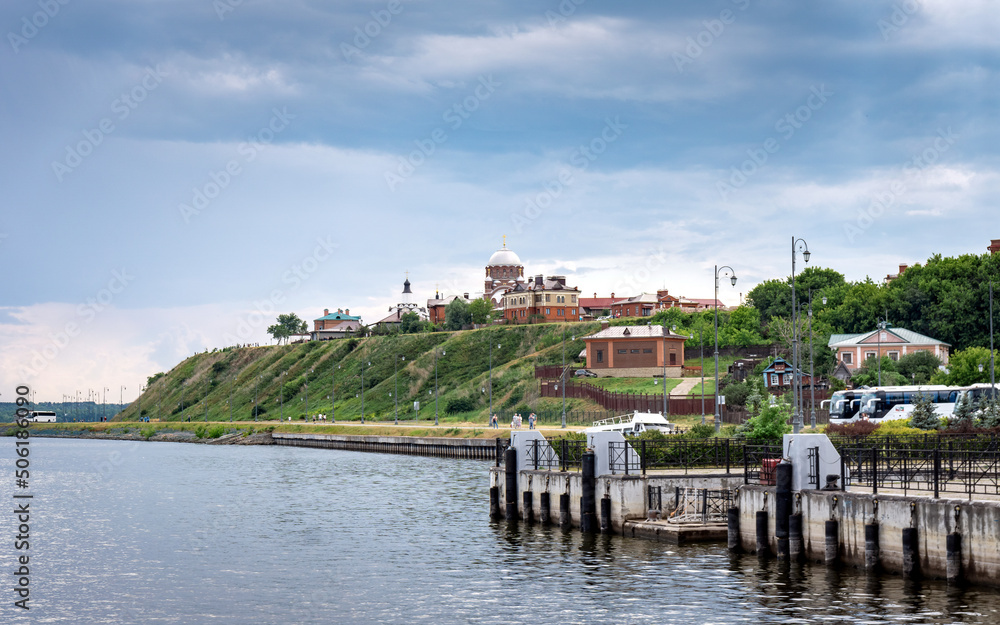 Obraz premium View from the water of the Cathedral of the Icon of the Mother of God of All the Sorrowful Joy in Sviyazhsk