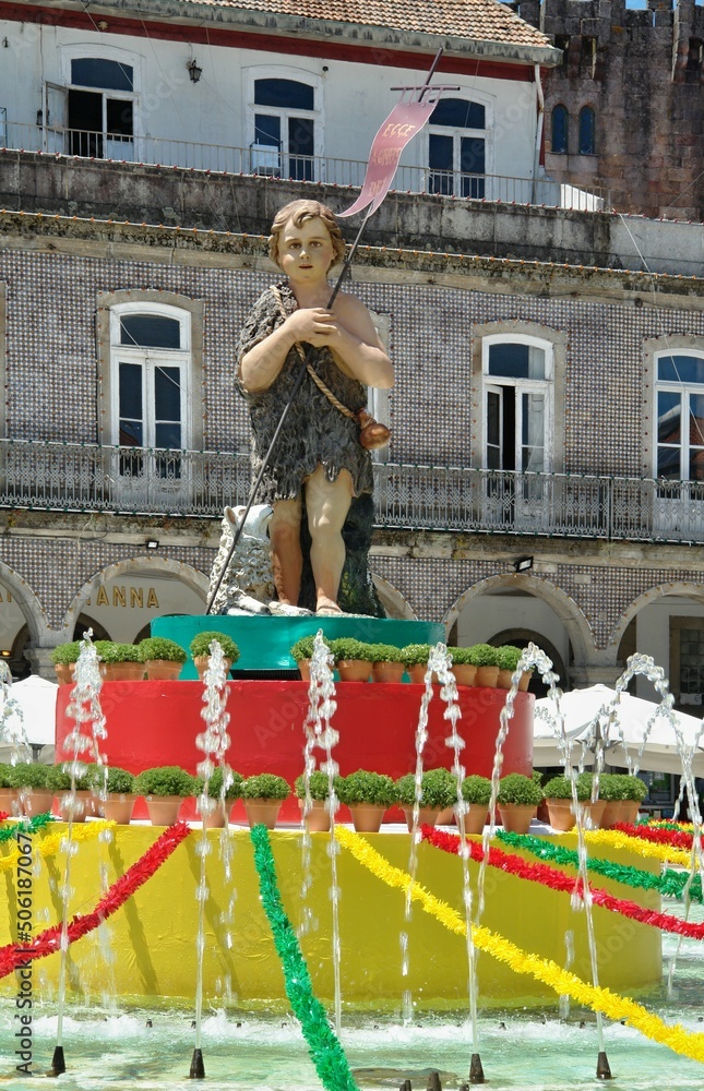 Traditional fiesta decoration in the city of Braga, Norte - Portugal 