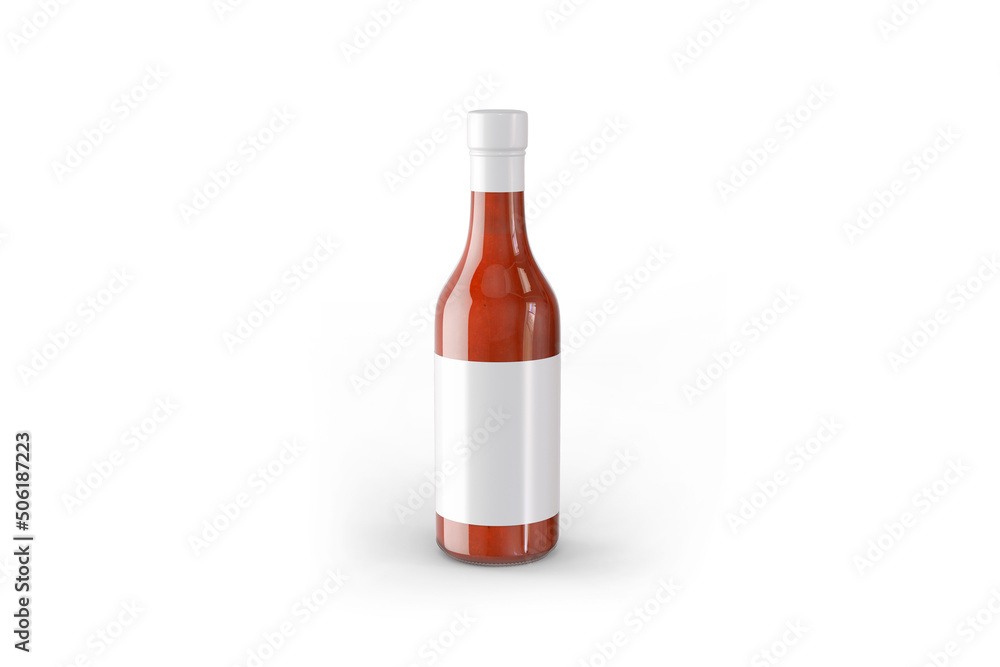 3D rendering of a ketchup bottle mockup isolated on white background. Sauce bottle with empty label. 3D rendering of a ketchup bottle mockup isolated on white background. Sauce bottle with empty label.