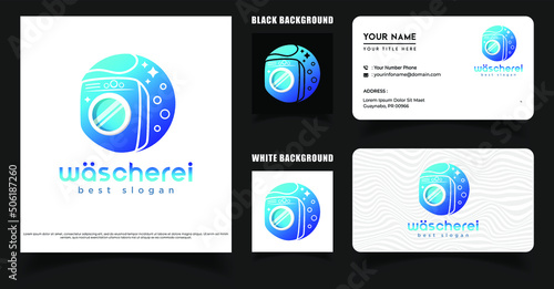 Laundry Logo Template Design Vector With Business Card.