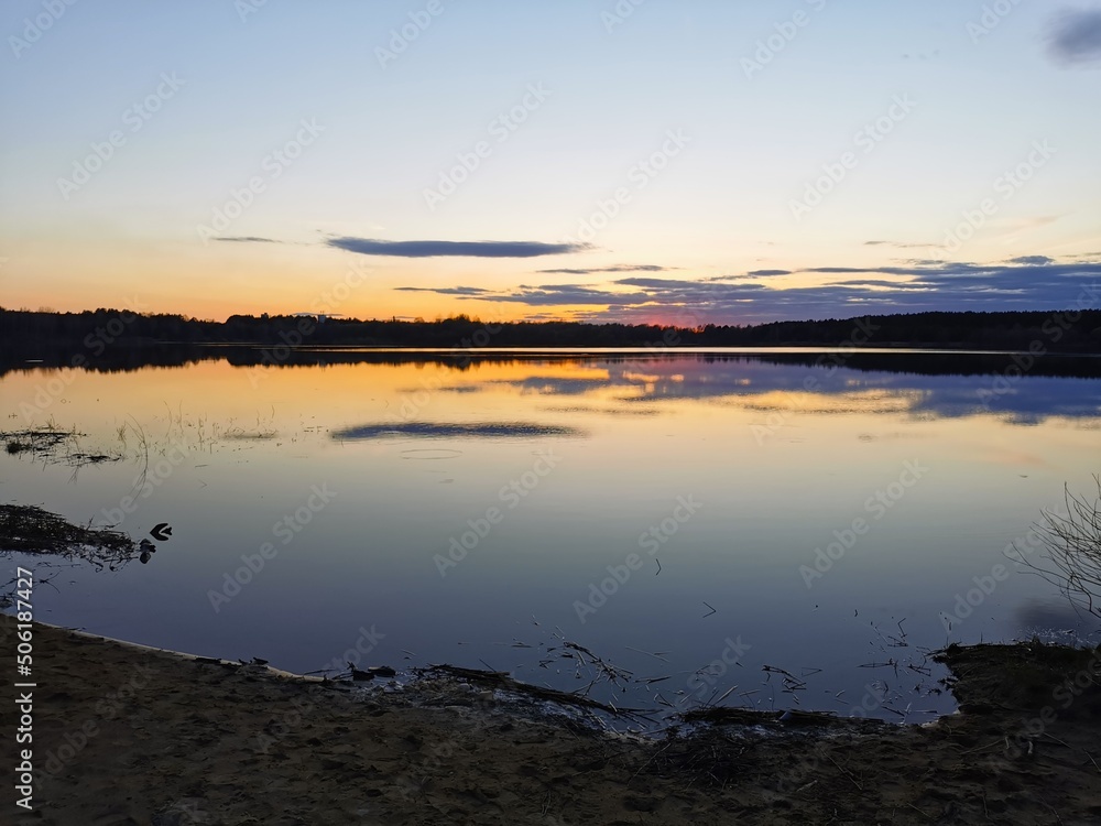 sunset over the lake