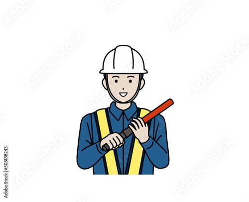 ガードマン　交通誘導　警備員　男性　イラスト