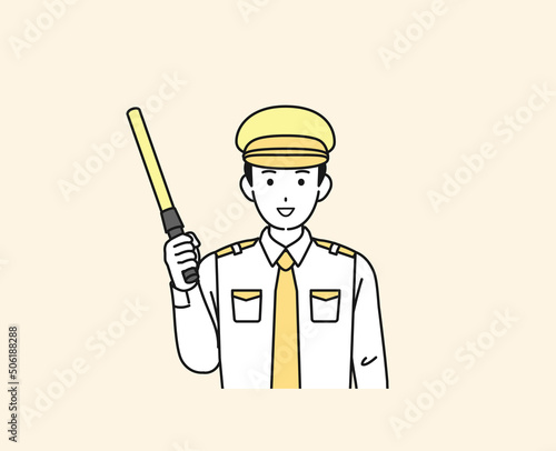 ガードマン　交通誘導　警備員　男性　イラスト