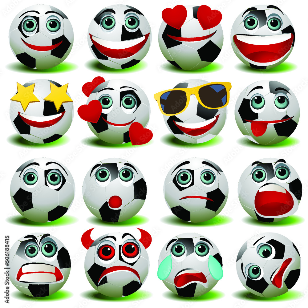 Vetor do Stock Set of emoticon soccer icons. Cartoon football emoji
