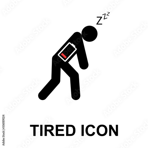 Tired man icon, sleep emotion tired sign, bored concept symbol, graphic vector illustration