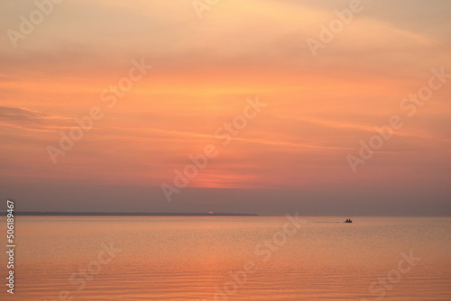 Colorful summer orange sunset at sea.  © Helena