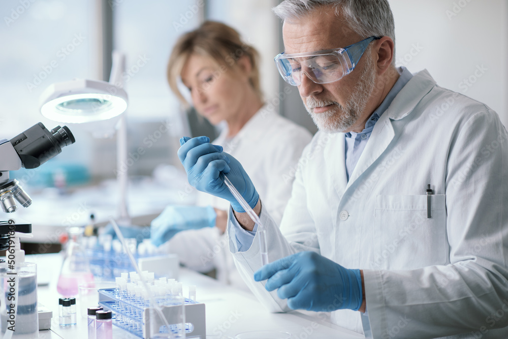Medical researcher working in the laboratory Medical researcher working in the laboratory