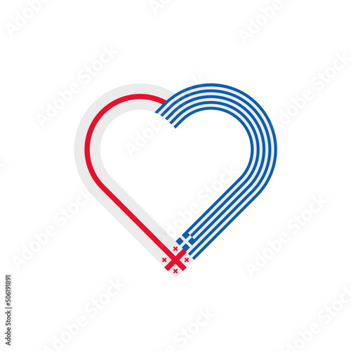 unity concept. heart ribbon icon of georgia and greece flags. vector illustration isolated on white background