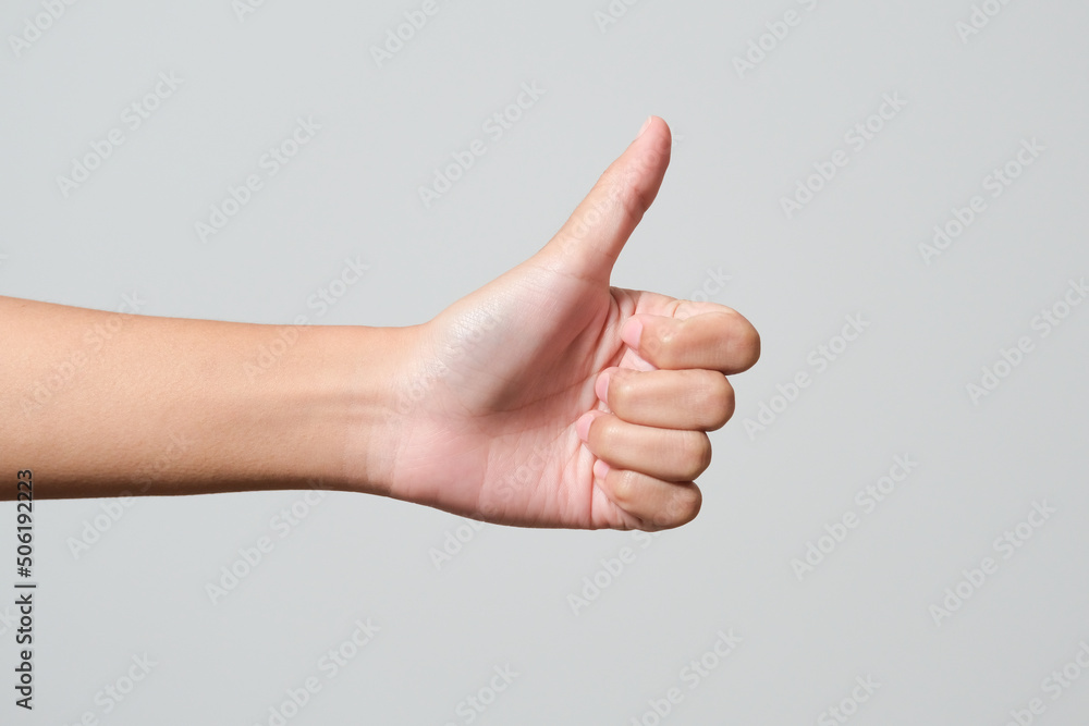 hand thump up sign isolated on white background