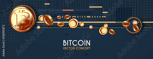 Bitcoin. 3D render crypto money symbol. Cryptocurrency background