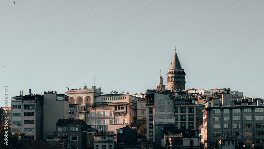 Obraz premium Galata tower view of Istanbul, Tower and street