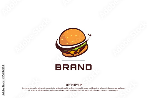 burger logo icon with galaxy or planet style. logo for restaurant etc