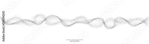Abstract dots particles flowing wavy isolated on white background. Vector illustration design elements in concept of technology, energy, science, music.