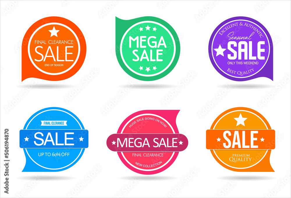 Collection of colorful badges and labels modern super sale style Collection of colorful badges and labels modern super sale style