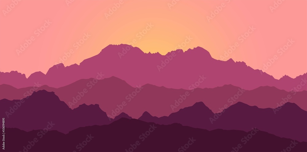 Color mountains, abstract shapes