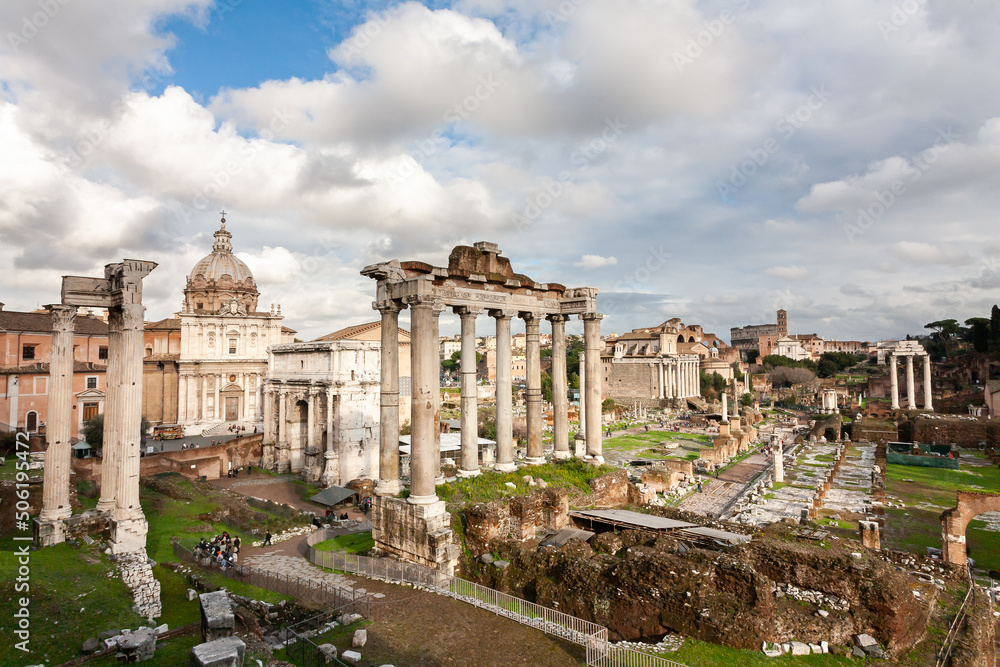 Ruins of the Roman Forum in Rome, Italy, Europe