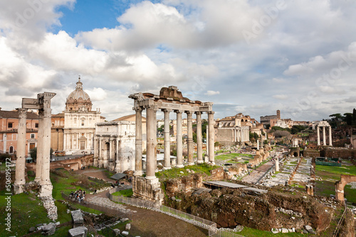 Ruins of the Roman Forum in Rome, Italy, Europe