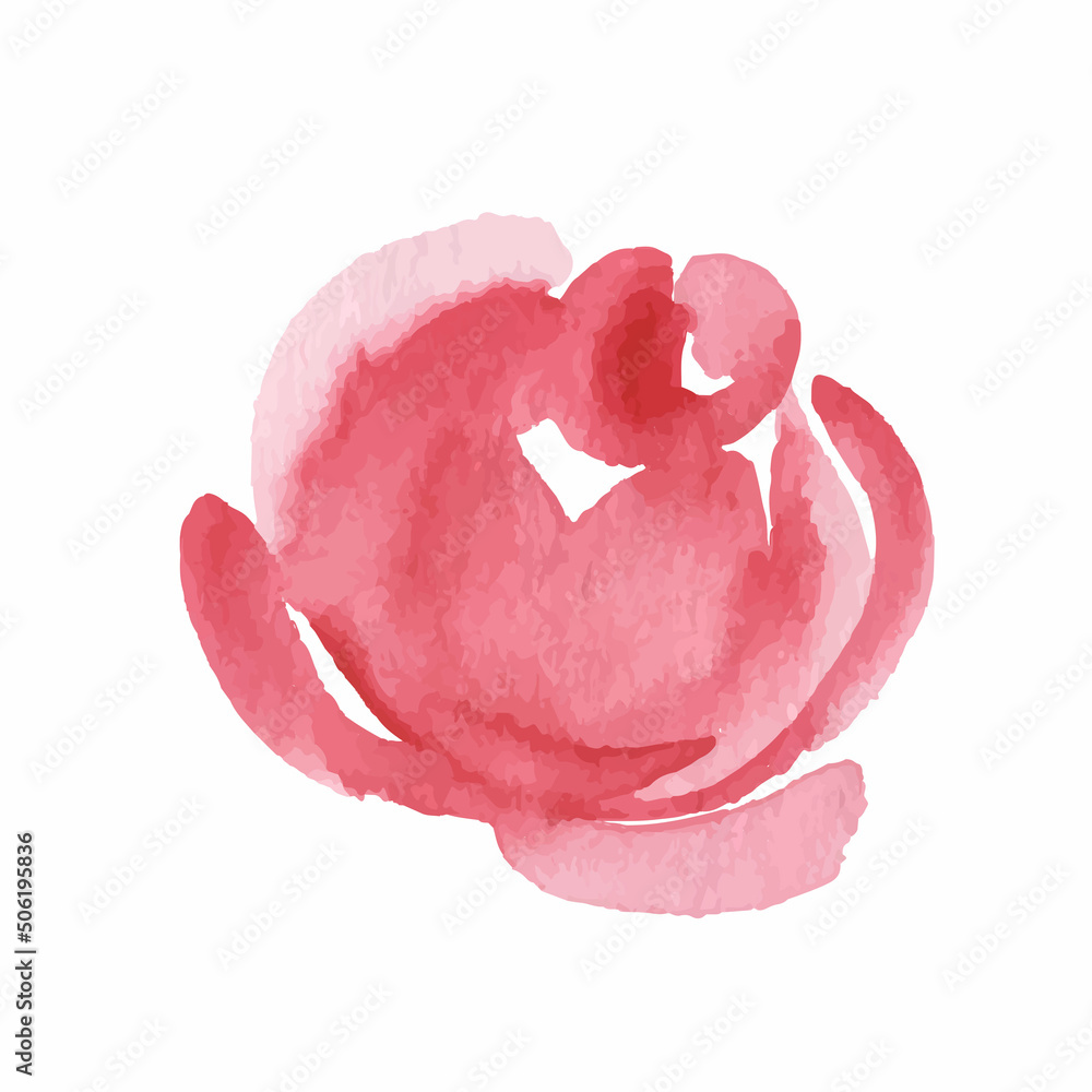 Flower icons isolated on white background. Logo sign design. Modern brush watercolor illustration. Vector