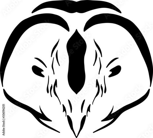 Owls  order Strigiformes. Animals Wildlife Bird line art logo icon silhouette tribal,  solitary and nocturnal birds of prey typified by an upright stance, a large, broad head, binocular vision. photo