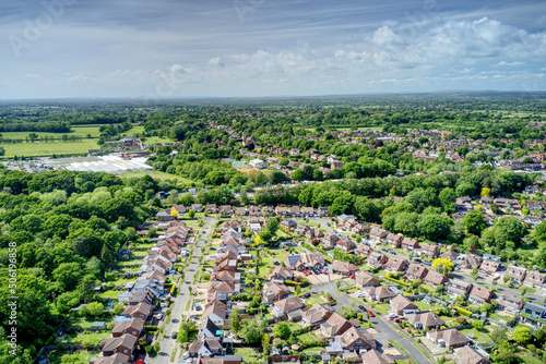 Hassocks Village in West Sussex from the South Downs  the village is surrounded by beautiful countryside  Aerial view.