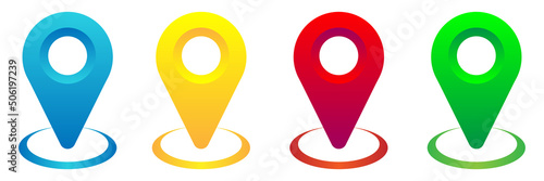 Set of bright 3D map marker. Map pin colorful icons. jpeg image jpg illustration.
