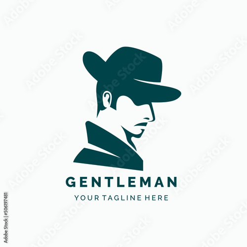 Vintage gentleman logo design vector