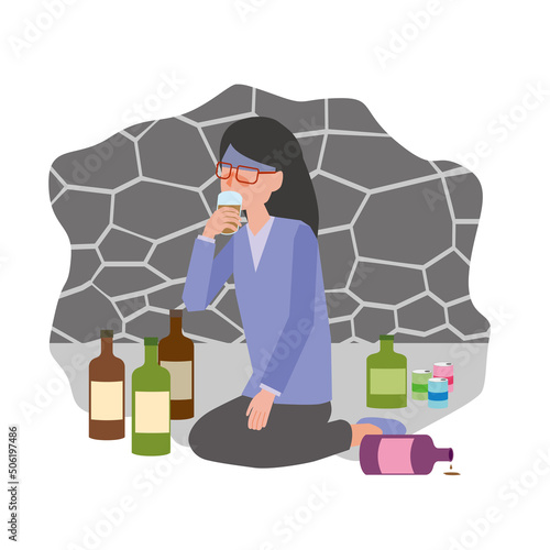 アルコール依存症の女性