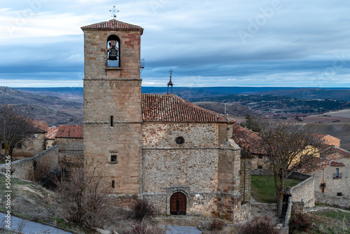 The church and Museum of Holy Trinity in the historic town of Atienza in Guadalajara, Spain. Overcast day photo