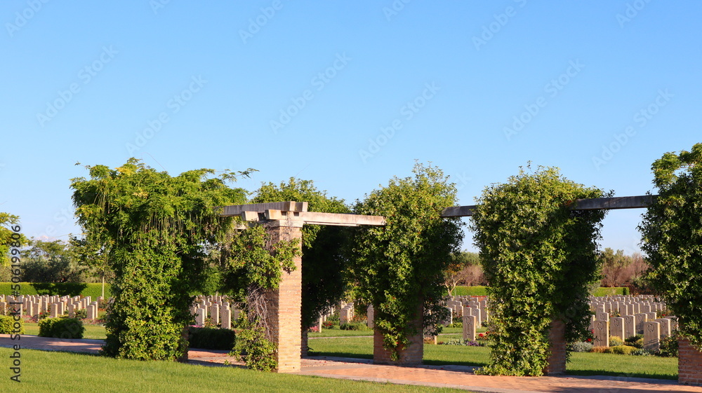 Ortona, Italy – Moro River Canadian War Cemetery. Soldiers who are fallen in WW2 during the fighting at Moro River and Ortona