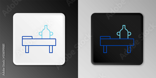 Line Massage table with oil icon isolated on grey background. Colorful outline concept. Vector